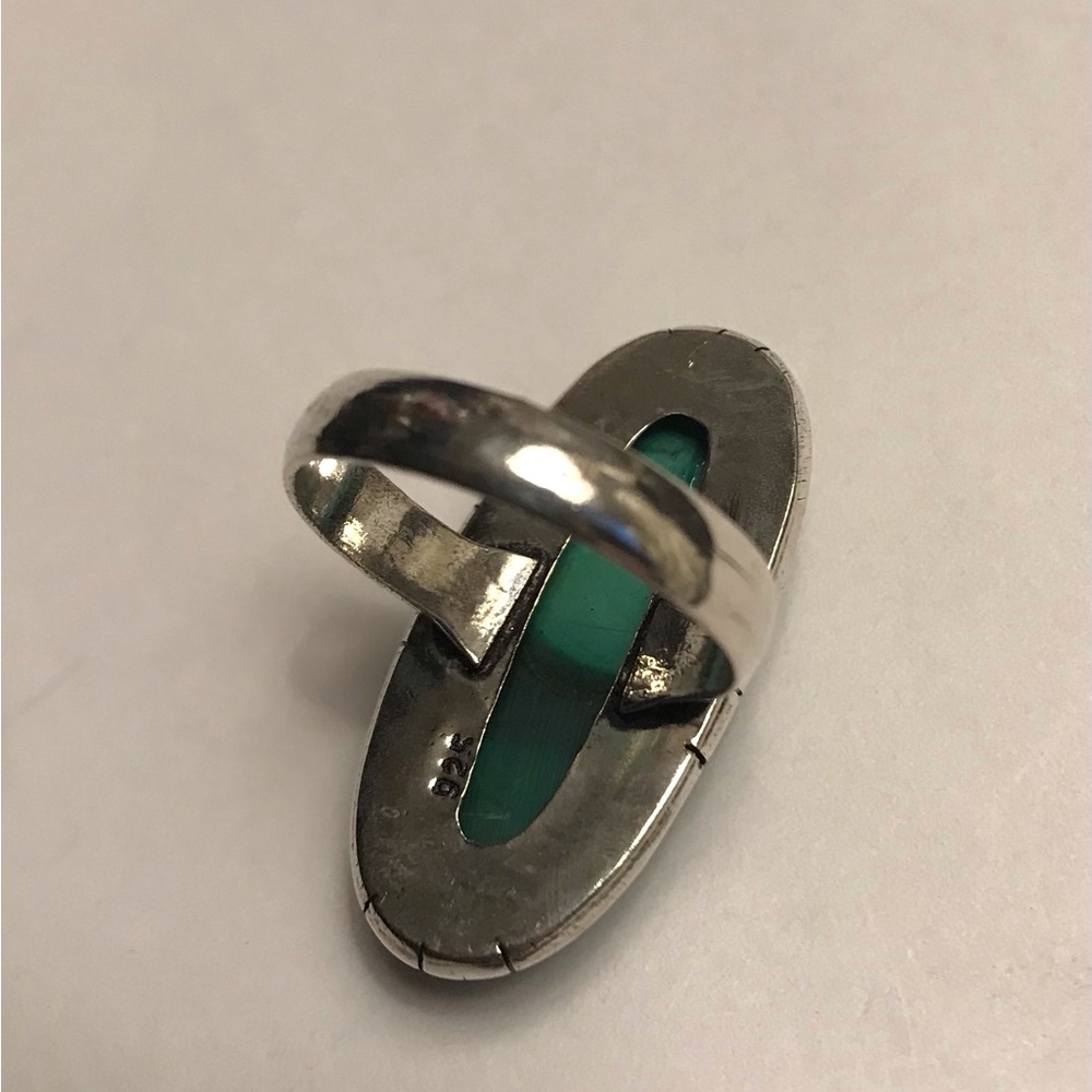 Malachite Stamped 925 Sterling Silver Ring - Picture 6 of 6